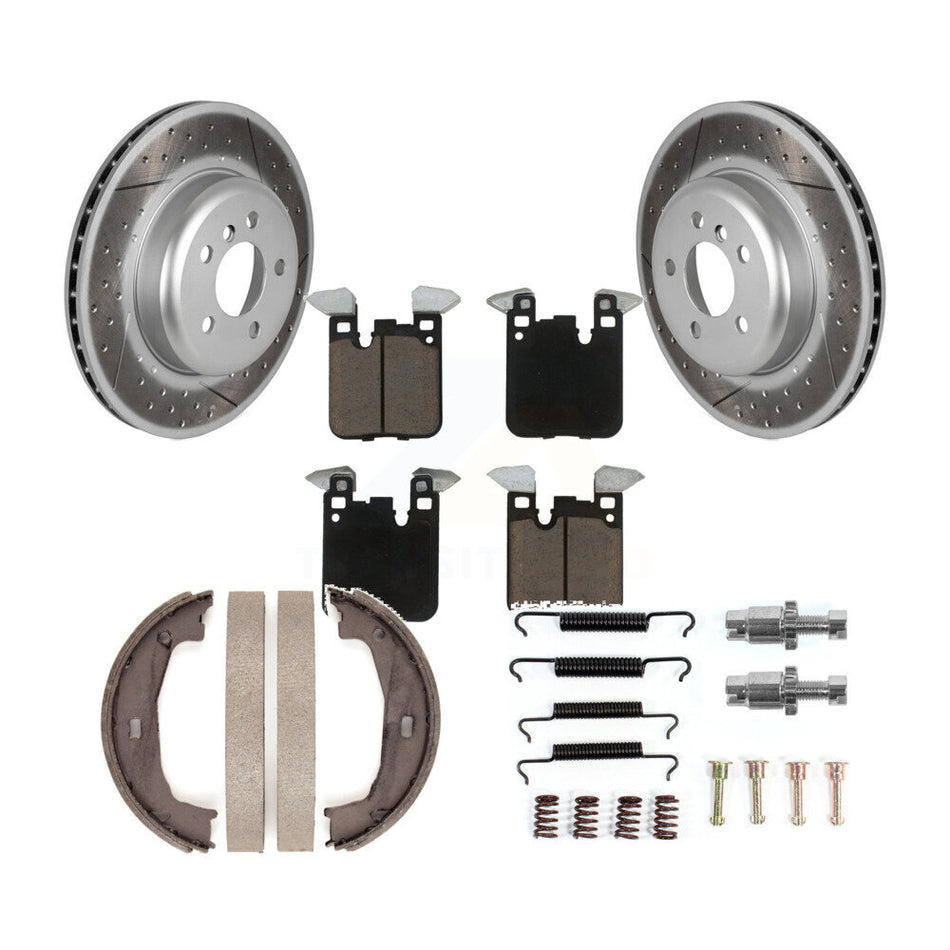 Rear Disc Coated Rotors Ceramic Pads Parking Brake Shoes Hardware Kit For BMW 428i xDrive KGC-103707