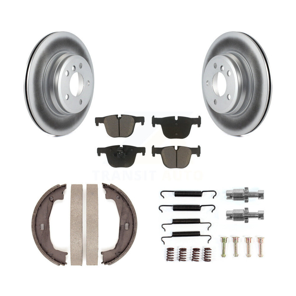 Rear Disc Coated Rotors Ceramic Pads Parking Brake Shoes Hardware Kit For BMW 428i xDrive KGC-103708