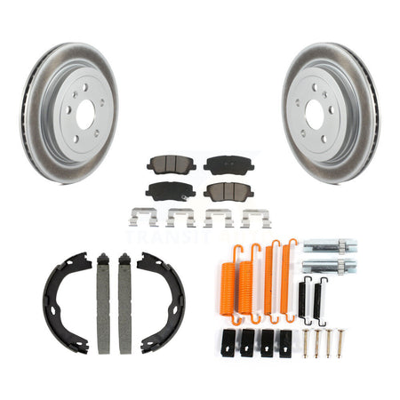 Rear Disc Coated Rotors Ceramic Pads Parking Brake Shoes & Hardware Kit For Cadillac CTS KGC-103710