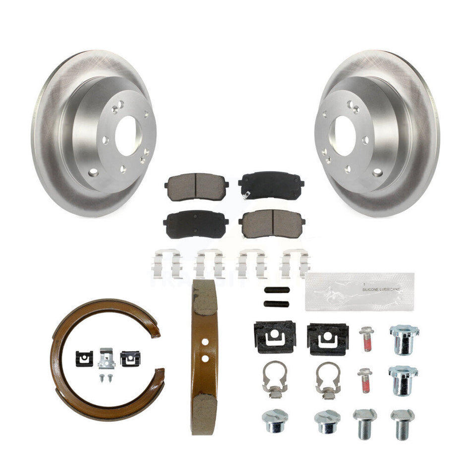 Rear Disc Coated Rotors Ceramic Pads Parking Brake Shoes And Hardware Kit For Kia Sedona KGC-103711