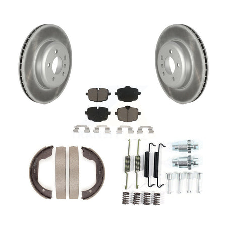Rear Disc Coated Rotors Ceramic Pads Parking Shoes Hardware Kit For 2011 BMW 550i xDrive KGC-103712