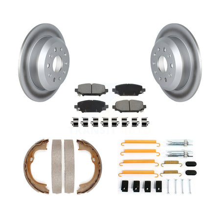 Rear Disc Coated Rotors Ceramic Pads Parking Shoes & Hardware Kit For Jeep Wrangler Sport KGC-103713