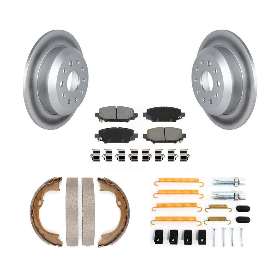 Rear Disc Coated Rotors Ceramic Pads Parking Shoes & Hardware Kit For Jeep Wrangler Sport KGC-103713