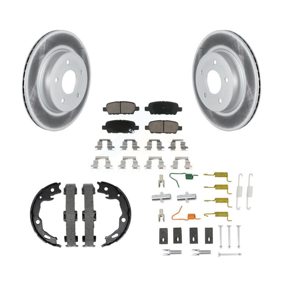 Rear Disc Coated Rotors Ceramic Pads Parking Shoes Hardware Kit For Nissan Rogue Sport SL KGC-103717