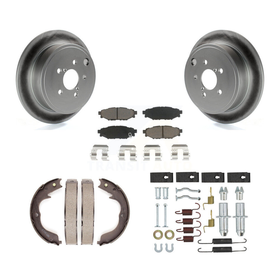 Rear Disc Coated Rotors Ceramic Pads Parking Brake Shoes Hardware Kit For Subaru Impreza KGC-103725
