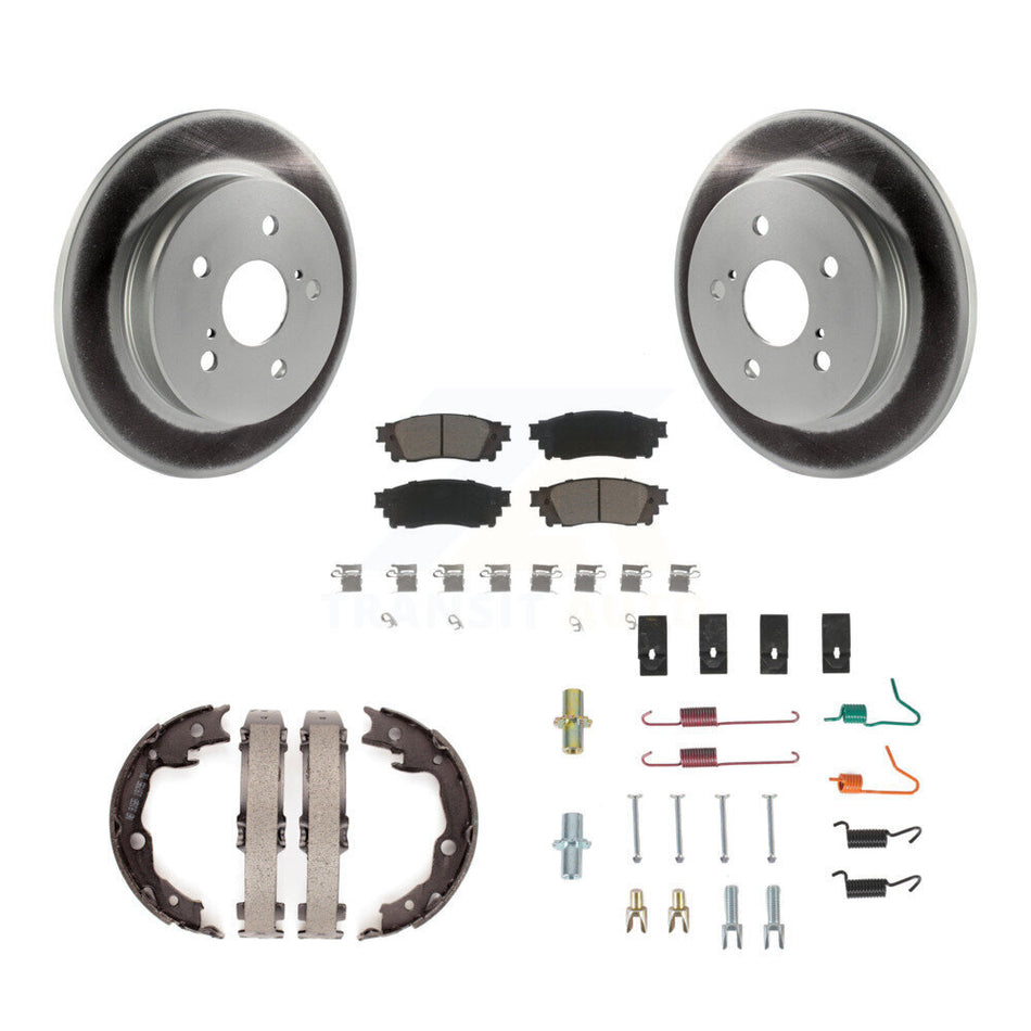 Rear Disc Coated Rotors Ceramic Pads Parking Brake Shoes & Hardware Kit For Toyota Camry KGC-103729
