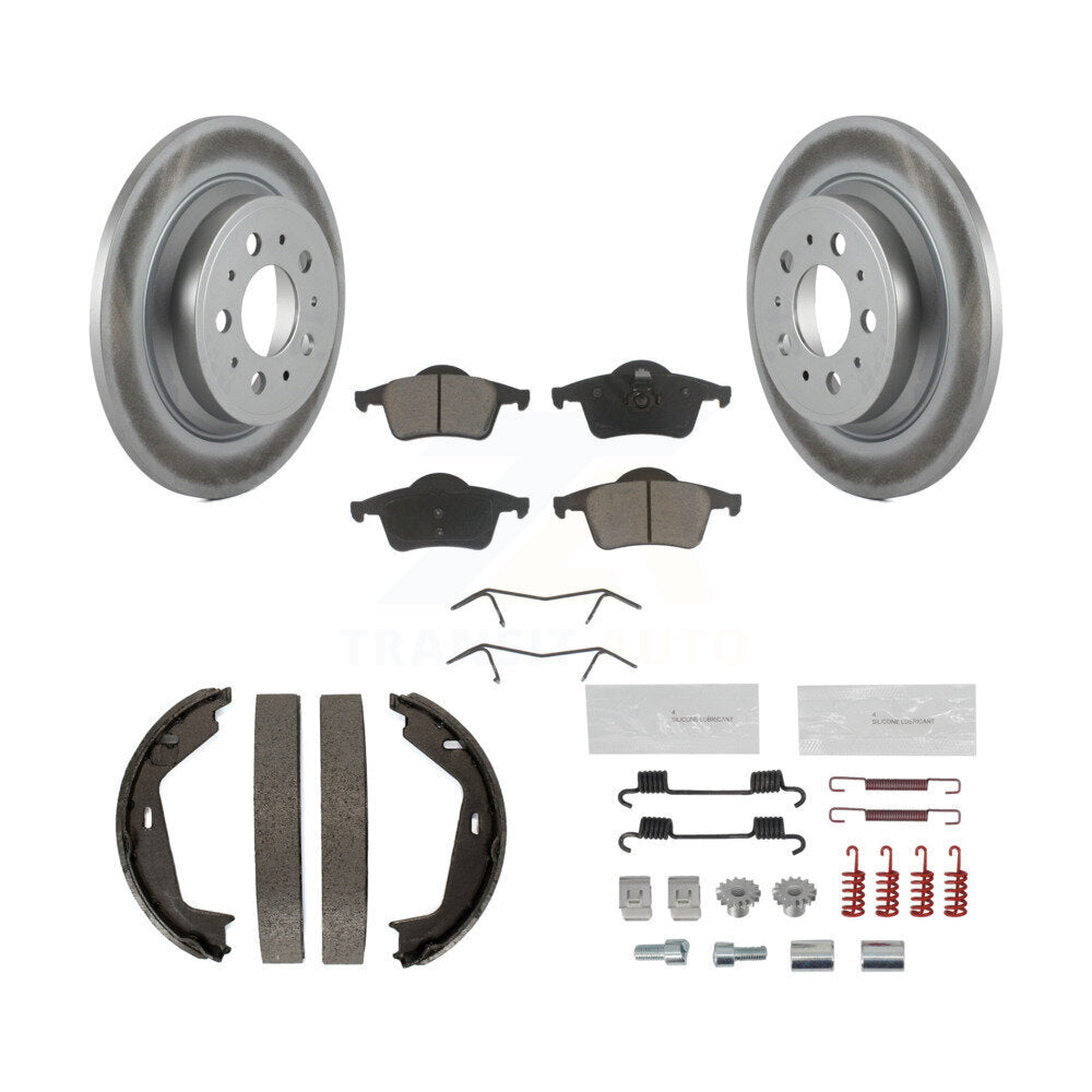 Rear Disc Coated Rotors Ceramic Pads Parking Brake Shoes And Hardware Kit For Volvo S60 KGC-103730