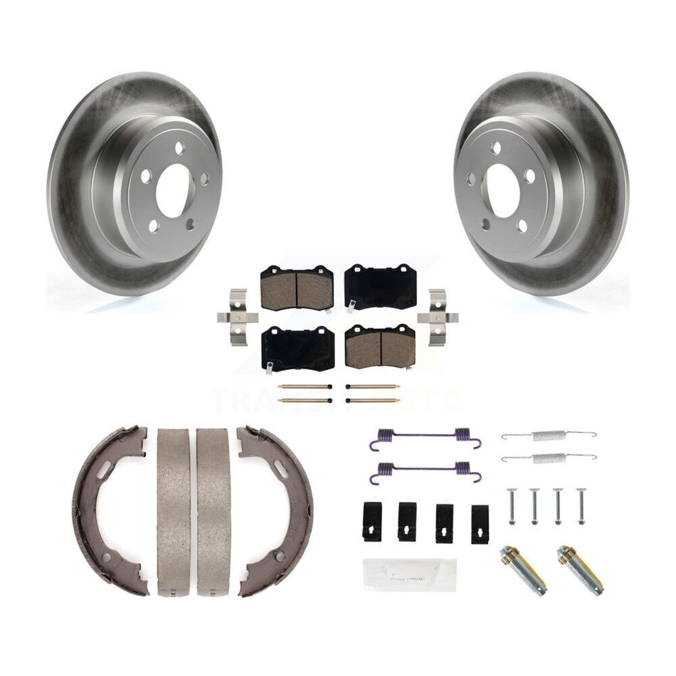 Rear Disc Coated Rotors Ceramic Pads Parking Brake Shoes & Hardware Kit For Chrysler 300 KGC-103731