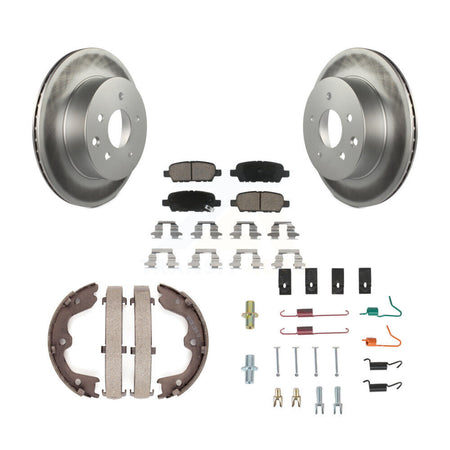 Rear Disc Coated Rotors Ceramic Pads Parking Shoes Hardware Kit For 05-06 Nissan X-Trail KGC-103733