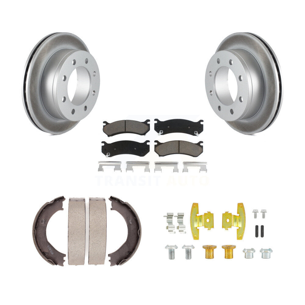 Rear Disc Coated Rotors Ceramic Pads Parking Shoes Hardware Kit For Chevrolet Suburban XL KGC-103735