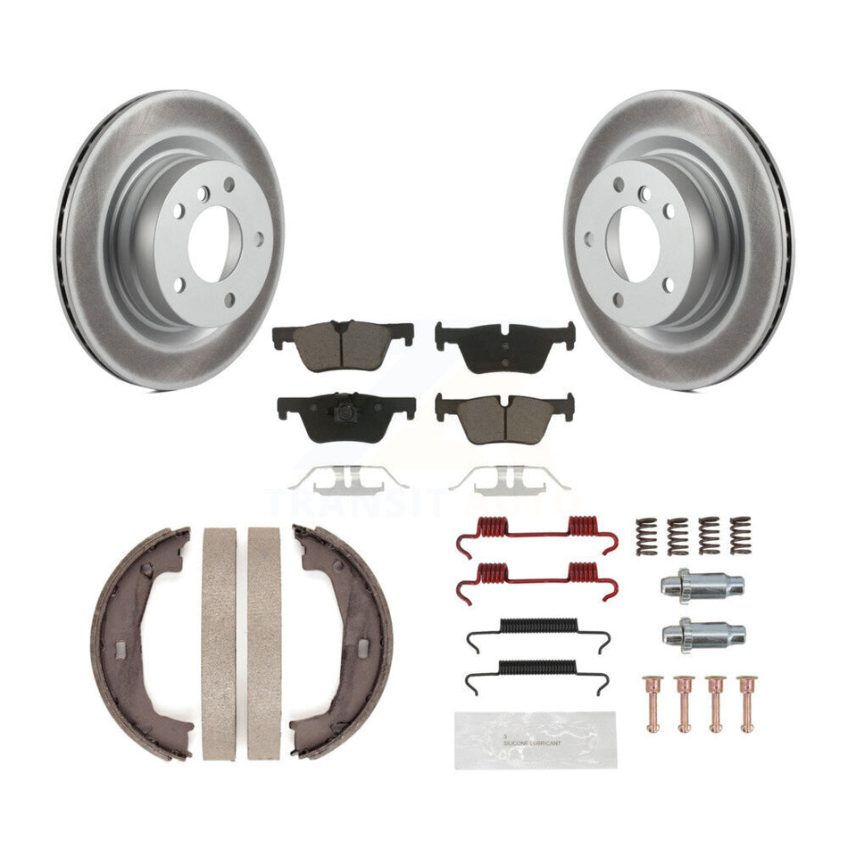 Rear Disc Coated Rotors Ceramic Pads Parking Brake Shoes And Hardware Kit For BMW 328i KGC-103741