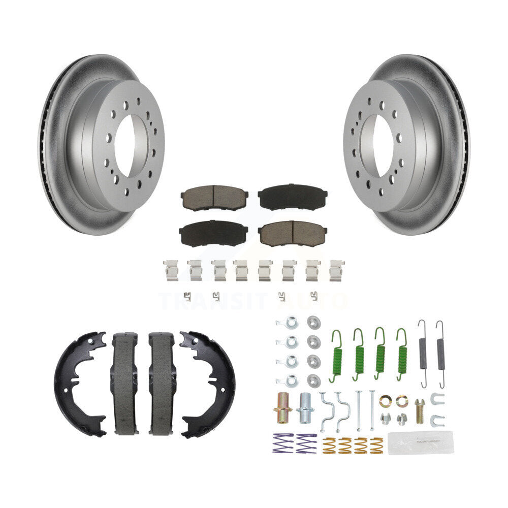 Rear Disc Coated Rotors Ceramic Pads Parking Shoes And Hardware Kit For Toyota 4Runner FJ KGC-103746