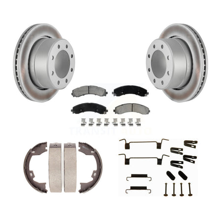 Rear Disc Coated Rotors Ceramic Pads Parking Brake Shoes And Hardware Kit For Ram 3500 KGC-103753