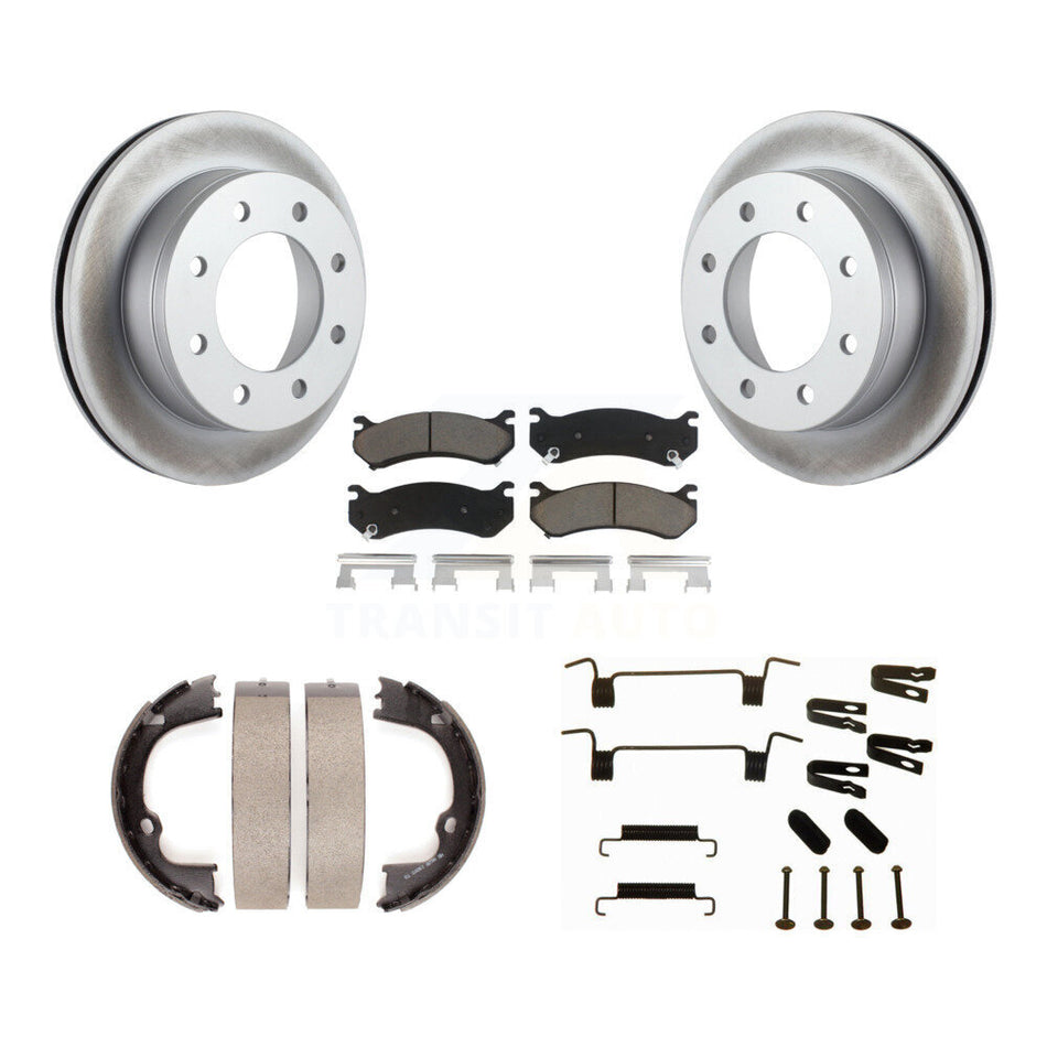 Rear Disc Coated Rotors Ceramic Pads Parking Shoes & Hardware Kit For 2008-2009 Hummer H2 KGC-103756
