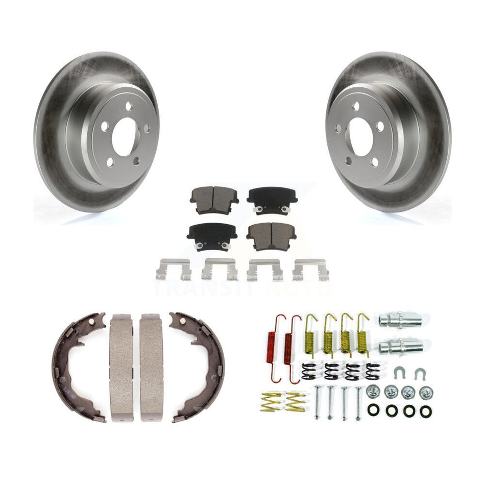Rear Disc Coated Rotors Ceramic Pads Parking Brake Shoes & Hardware Kit For Dodge Avenger KGC-103759
