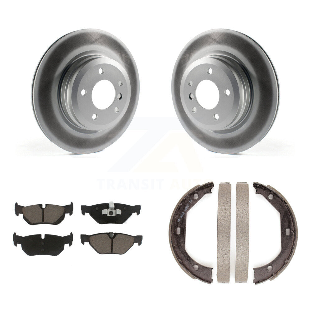 Rear Disc Coated Rotors Ceramic Pads & Parking Brake Shoes Kit For 2012 BMW X1 xDrive28i KGC-103761