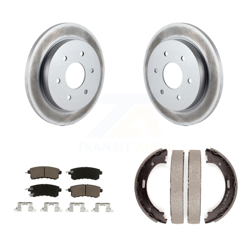 Rear Disc Coated Rotors Ceramic Pads Parking Shoes Kit For Nissan Armada With Solid Rotor KGC-103763