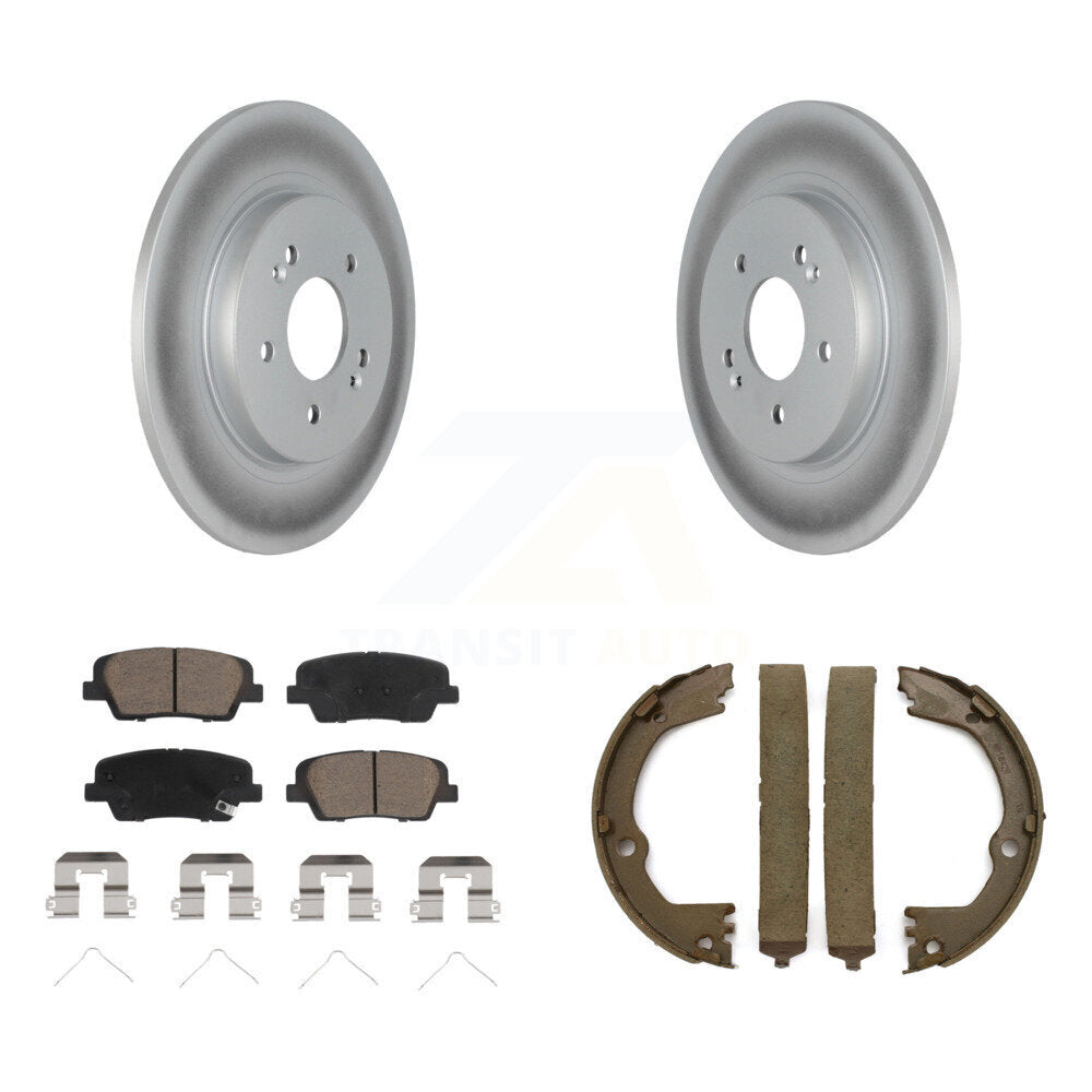 Rear Disc Coated Rotors Ceramic Pads And Parking Brake Shoes Kit For Hyundai Santa Fe KGC-103766