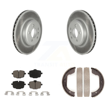 Rear Disc Coated Rotors Ceramic Pads And Parking Brake Shoes Kit For 2011 BMW 550i xDrive KGC-103767