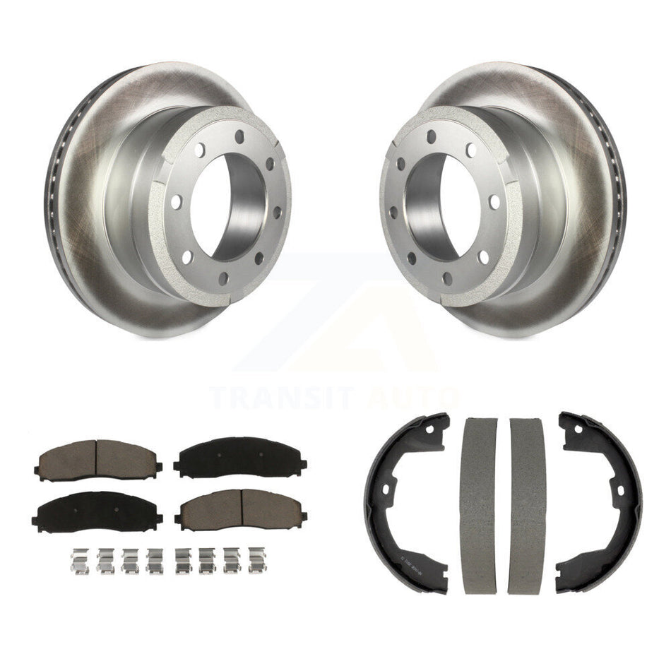 Rear Disc Coated Rotors Ceramic Pads & Parking Shoes Kit For Ford F-350 Super Duty F-250 KGC-103768