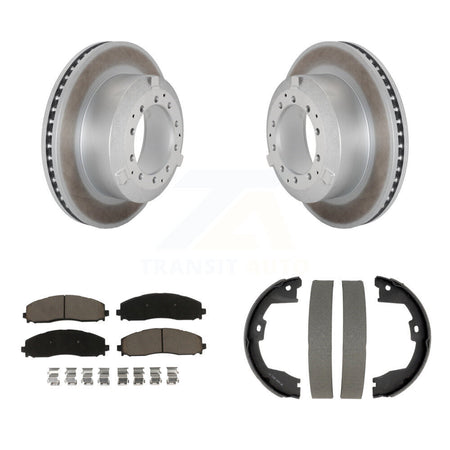 Rear Disc Coated Rotors Ceramic Pads & Parking Brake Shoes Kit For Ford F-350 Super Duty KGC-103771