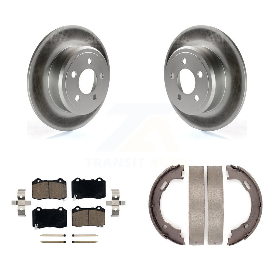 Rear Disc Coated Rotors Ceramic Pads Parking Shoes Kit For 16 Chrysler 300 RWD with 3.6L KGC-103775