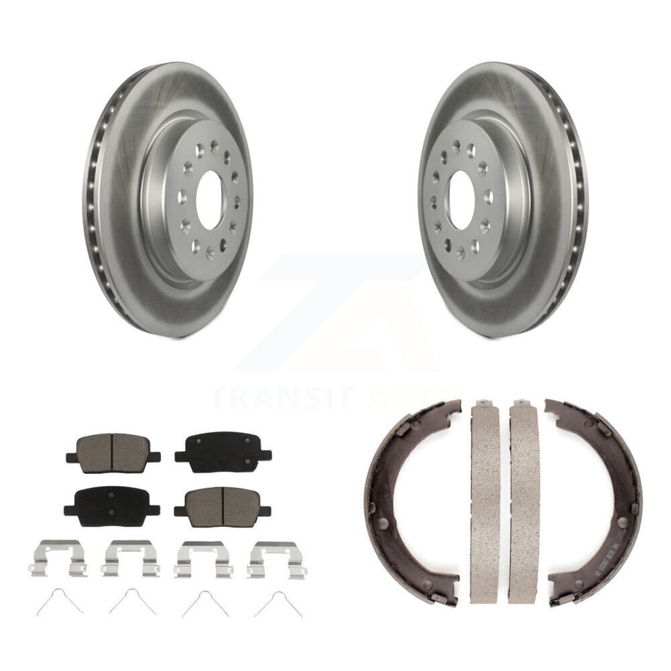 Rear Disc Coated Rotors Ceramic Pads And Parking Brake Shoes Kit For 2017 GMC Acadia KGC-103781