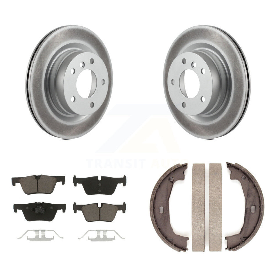 Rear Disc Coated Rotors Ceramic Pads And Parking Brake Shoes Kit For BMW 328i KGC-103782