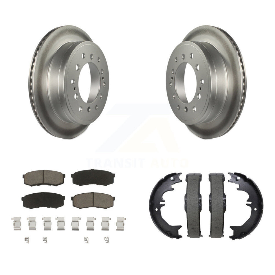 Rear Disc Coated Rotors Ceramic Pads Parking Shoes Kit For Toyota 4Runner Lexus GX460 FJ KGC-103784