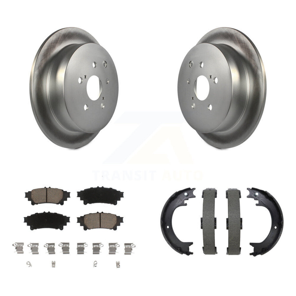 Rear Disc Coated Rotors Ceramic Pads Parking Shoes Kit For Toyota Sienna Highlander Lexus KGC-103786