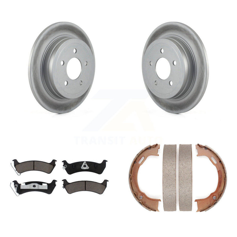 Rear Disc Coated Rotors Ceramic Pads Parking Brake Shoes Kit For Ford Explorer Sport Trac KGC-103795