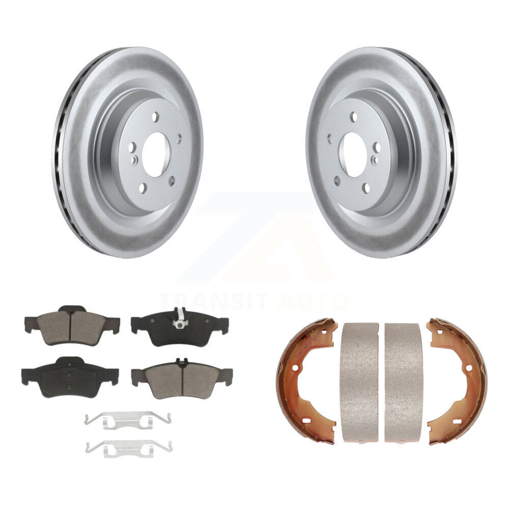 Rear Disc Coated Rotors Ceramic Pads And Parking Brake Shoes Kit For Mercedes-Benz SL550 KGC-103796
