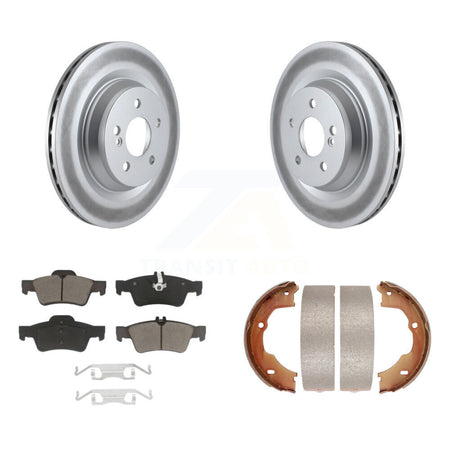 Rear Disc Coated Rotors Ceramic Pads And Parking Brake Shoes Kit For Mercedes-Benz SL550 KGC-103796