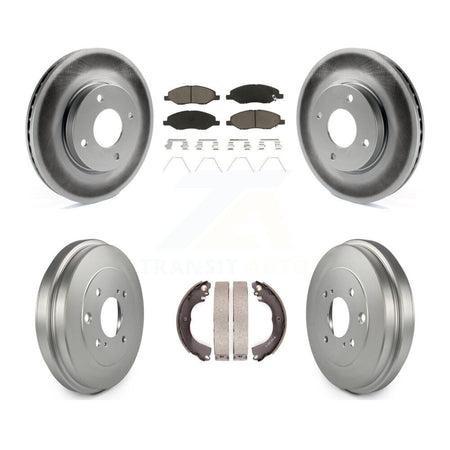 Front Rear Coated Disc Brake Rotor Ceramic Pad Drum Kit For 2008 Nissan Versa 4-Wheel ABS KGC-103804