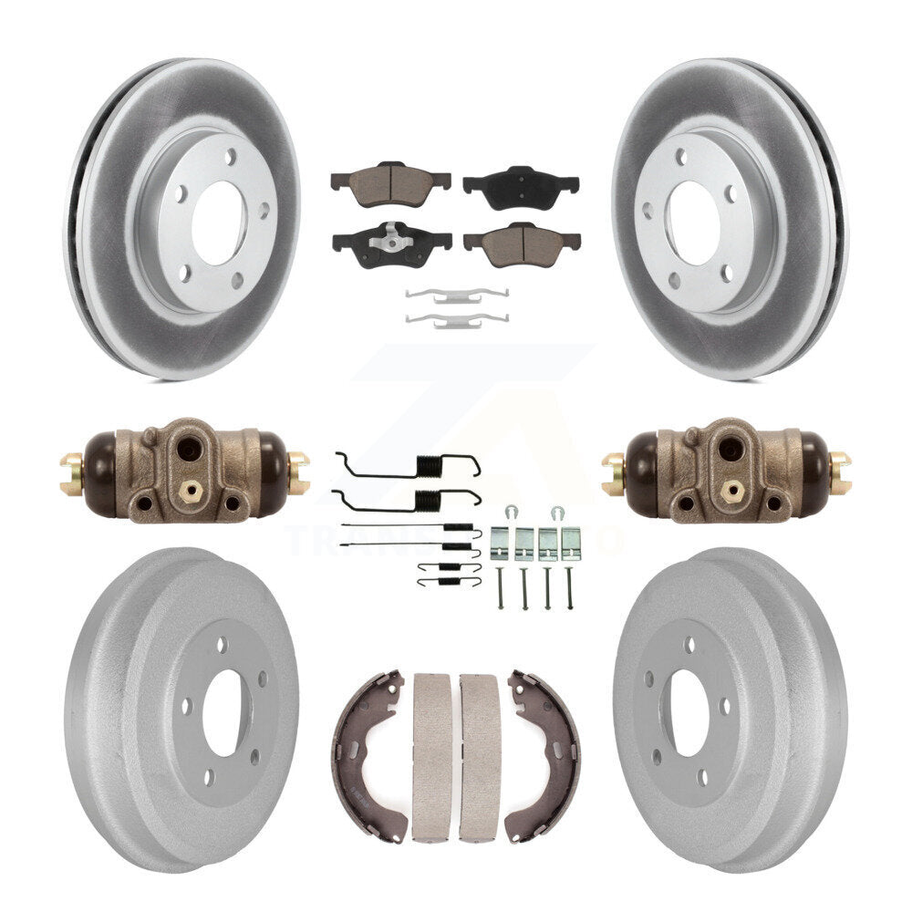 Front Rear Coated Disc Brake Rotors Ceramic Pads And Drum Kit (9Pc) For Mercury Mariner KGC-103807