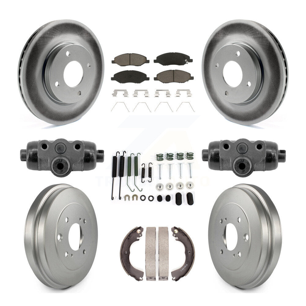 Front Rear Coat Brake Rotors Ceramic Pad Drum Kit (9Pc) For 2008 Nissan Versa 4-Wheel ABS KGC-103809