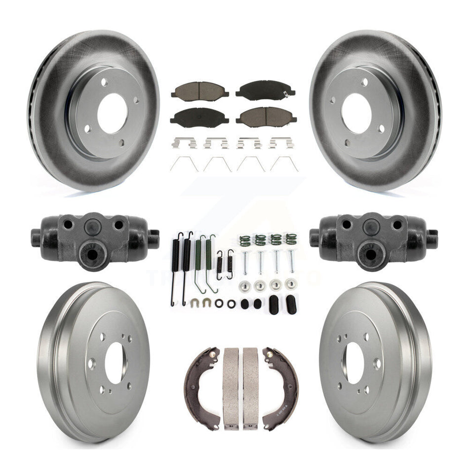 Front Rear Coat Brake Rotors Ceramic Pad Drum Kit (9Pc) For 2008 Nissan Versa 4-Wheel ABS KGC-103809