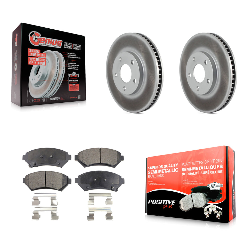 Front Coat Brake Rotor Semi-Metallic Pad Kit For Chevrolet Buick Impala LeSabre Cadillac DeVille Monte Carlo Park Avenue Pontiac Bonneville Oldsmobile Eldorado Aurora Riviera KGF-100006