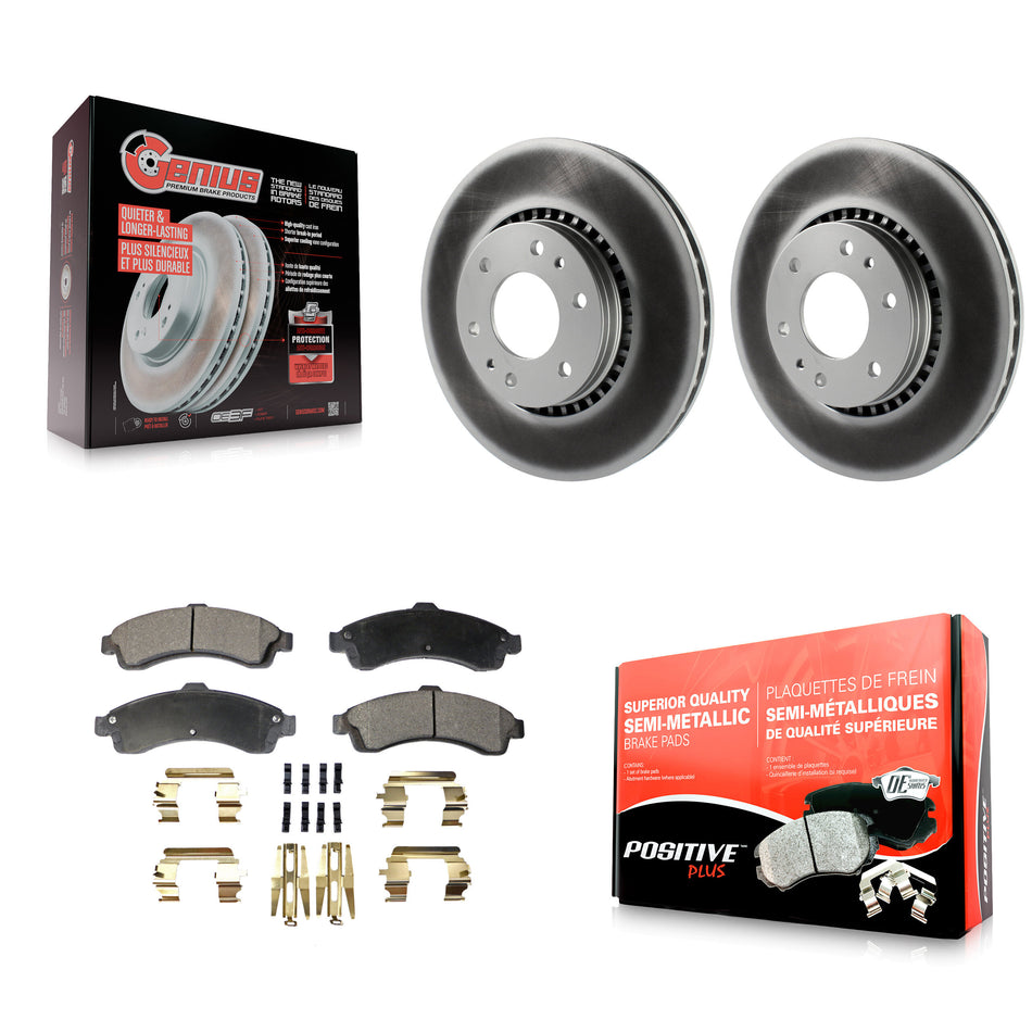 Front Coated Disc Brake Rotors And Semi-Metallic Pads Kit For Chevrolet Trailblazer GMC EXT Envoy XL Buick Rainier XUV SSR Isuzu Ascender Saab 9-7x KGF-100018