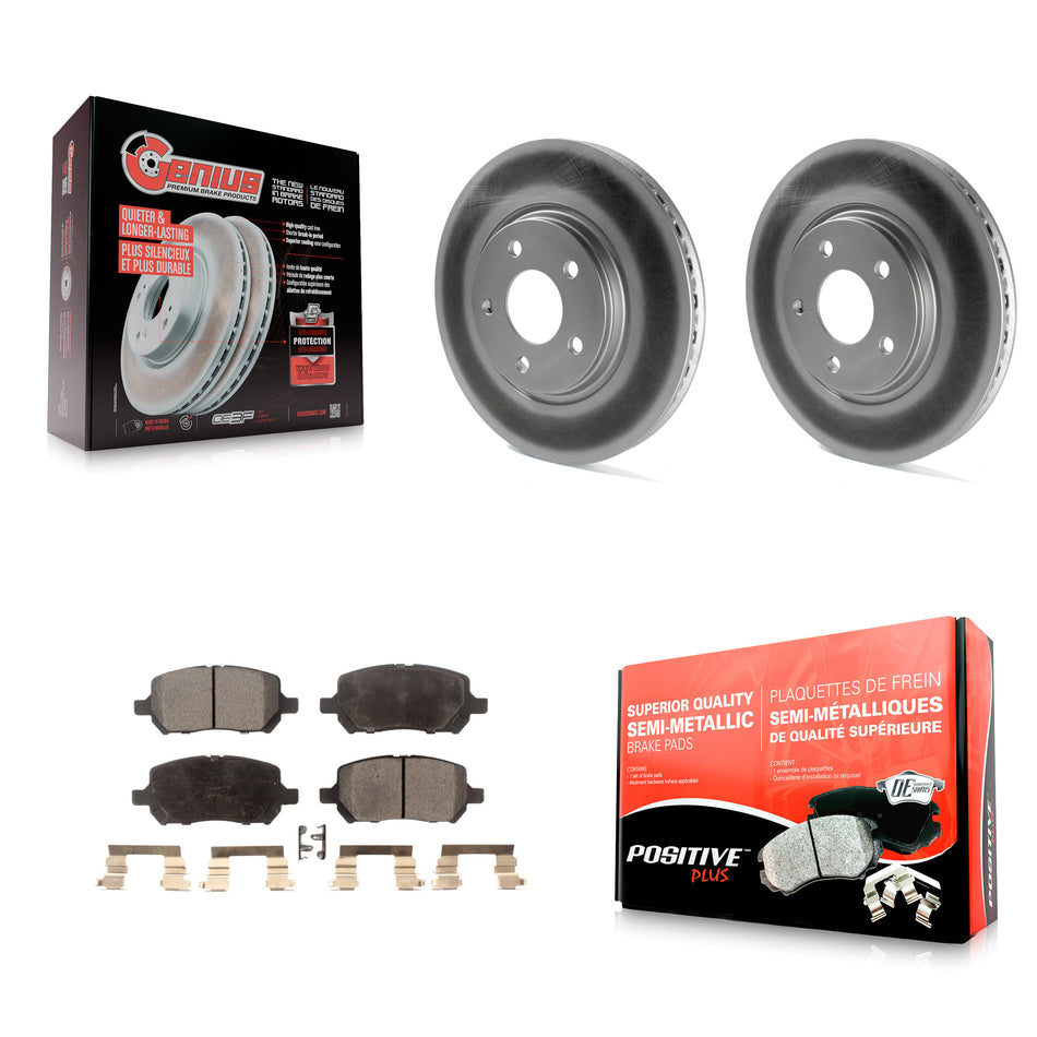Front Coated Disc Brake Rotors And Semi-Metallic Pads Kit For 2010 Pontiac G5 With Rear Brakes KGF-100025