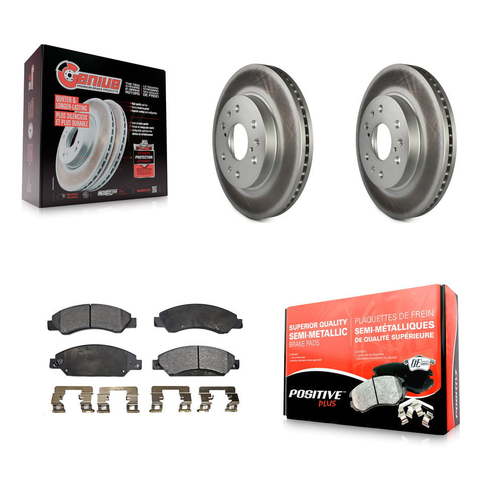 Front Coated Disc Brake Rotors And Semi-Metallic Pads Kit For 2007-2007 Chevrolet Tahoe GMC Suburban 1500 Yukon Cadillac Avalanche XL Escalade ESV EXT KGF-100034