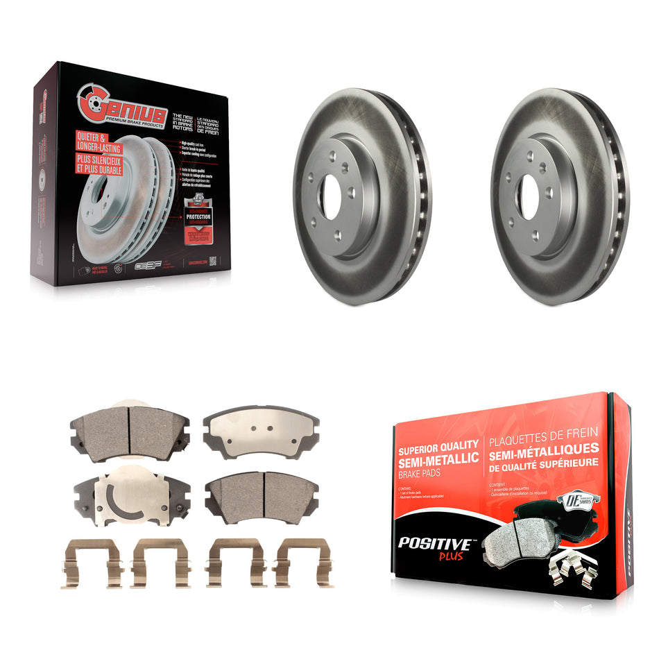 Front Coated Disc Brake Rotors And Semi-Metallic Pads Kit For 2010-2015 Chevrolet Camaro LT LS KGF-100052
