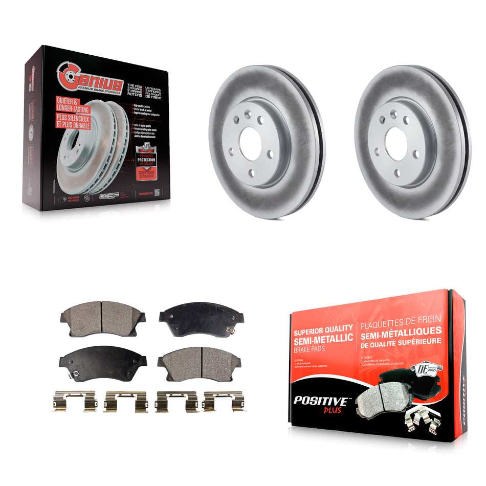 Front Coated Disc Brake Rotors And Semi-Metallic Pads Kit For Chevrolet Cruze Sonic Limited KGF-100058