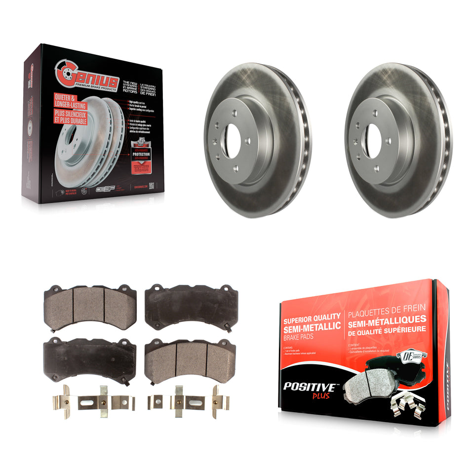 Front Coated Disc Brake Rotors And Semi-Metallic Pads Kit For Cadillac ATS V KGF-100069
