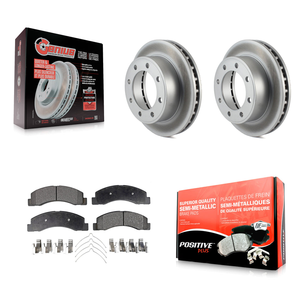 Front Coated Disc Brake Rotors And Semi-Metallic Pads Kit For Ford F-250 Super Duty F-350 Excursion KGF-100082