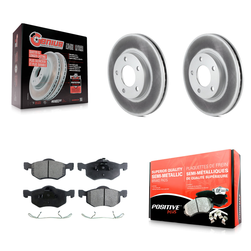 Front Coated Disc Brake Rotors And Semi-Metallic Pads Kit For Ford Escape Mazda Tribute Mercury Mariner KGF-100084