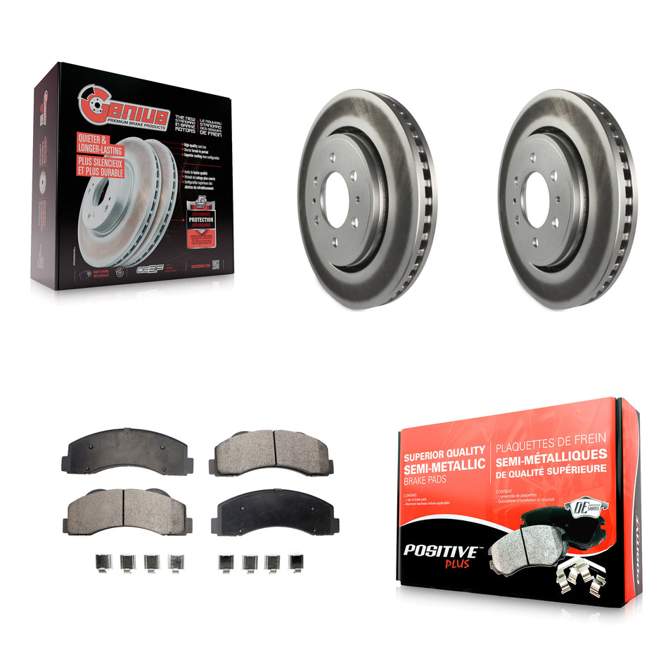 Front Coated Disc Brake Rotors And Semi-Metallic Pads Kit For Ford F-150 Expedition Lincoln Navigator KGF-100107
