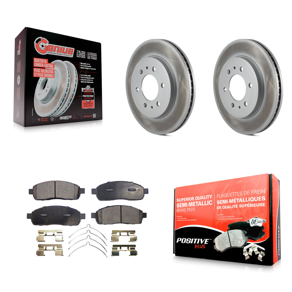 Front Coated Disc Brake Rotors And Semi-Metallic Pads Kit For 2009 Ford F-150 With 6 Lug Wheels KGF-100113