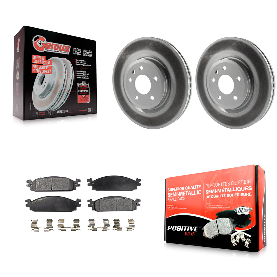Front Coated Disc Brake Rotors And Semi-Metallic Pads Kit For 2009-2010 Lincoln MKS KGF-100115