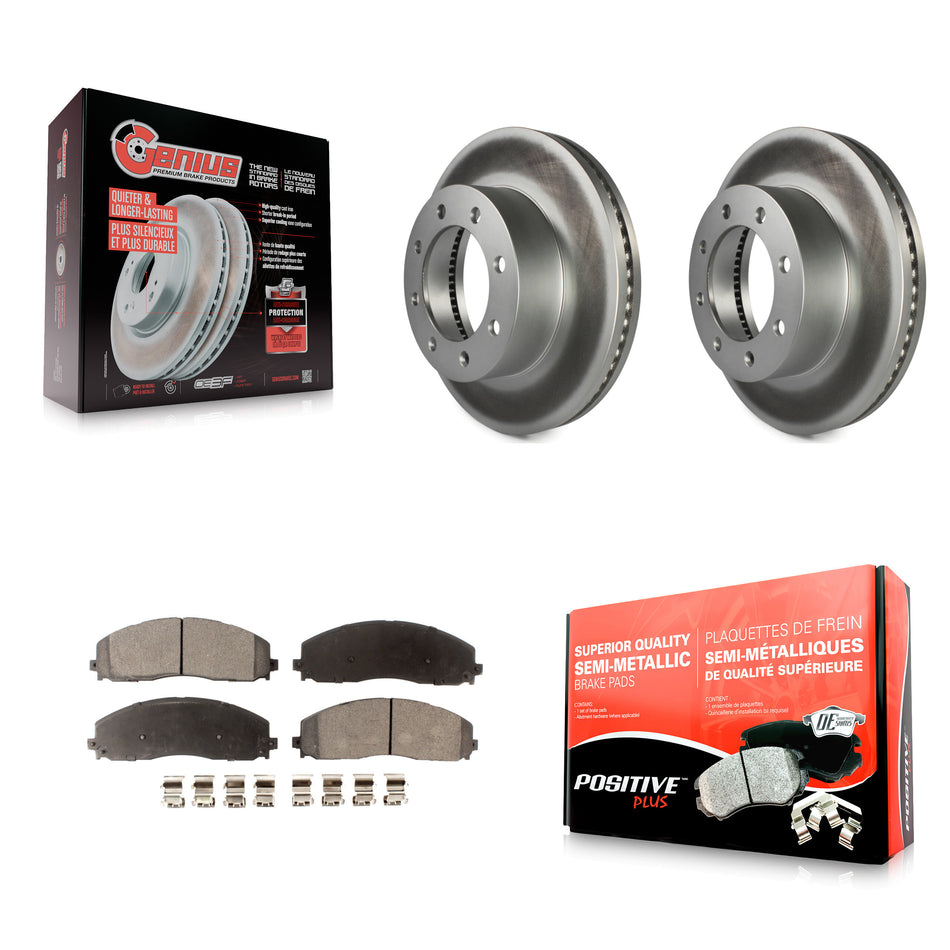 Front Coated Disc Brake Rotors And Semi-Metallic Pads Kit For Ford F-250 Super Duty F-350 F-450 KGF-100126